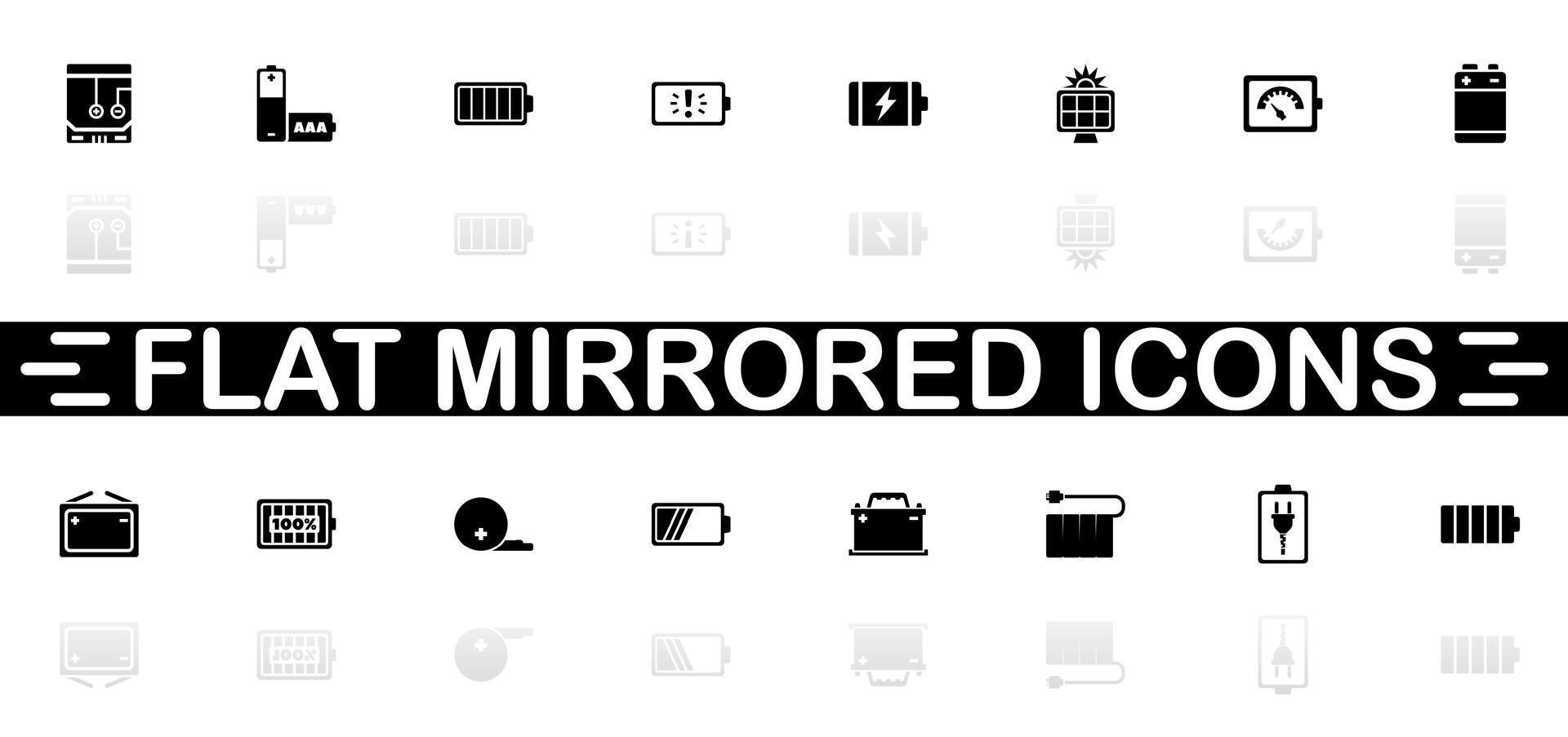 accu pictogrammen - zwart symbool Aan wit achtergrond. gemakkelijk illustratie. vlak vector icoon. spiegel reflectie schaduw. kan worden gebruikt in logo, web, mobiel en ui ux project.