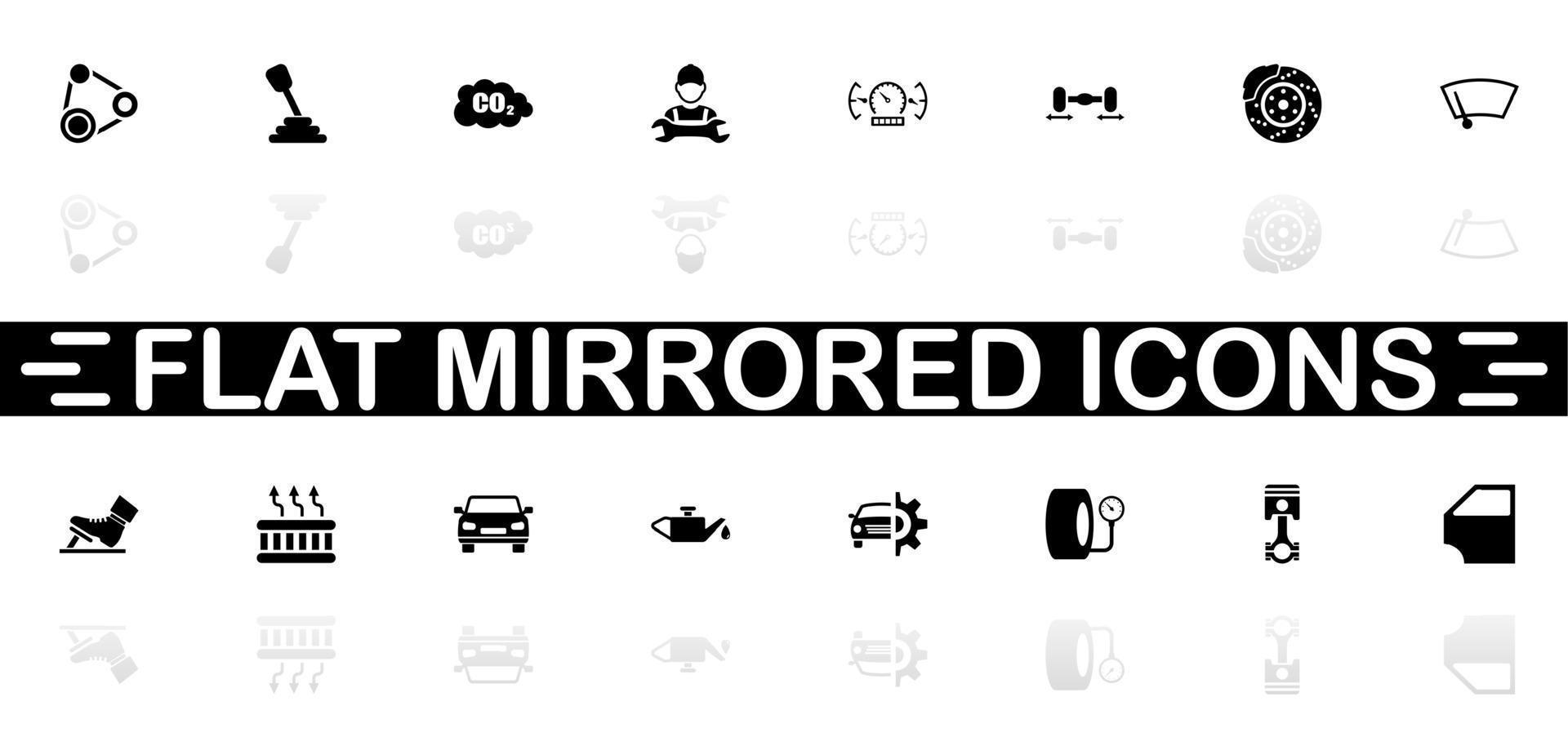 auto pictogrammen - zwart symbool Aan wit achtergrond. gemakkelijk illustratie. vlak vector icoon. spiegel reflectie schaduw. kan worden gebruikt in logo, web, mobiel en ui ux project.