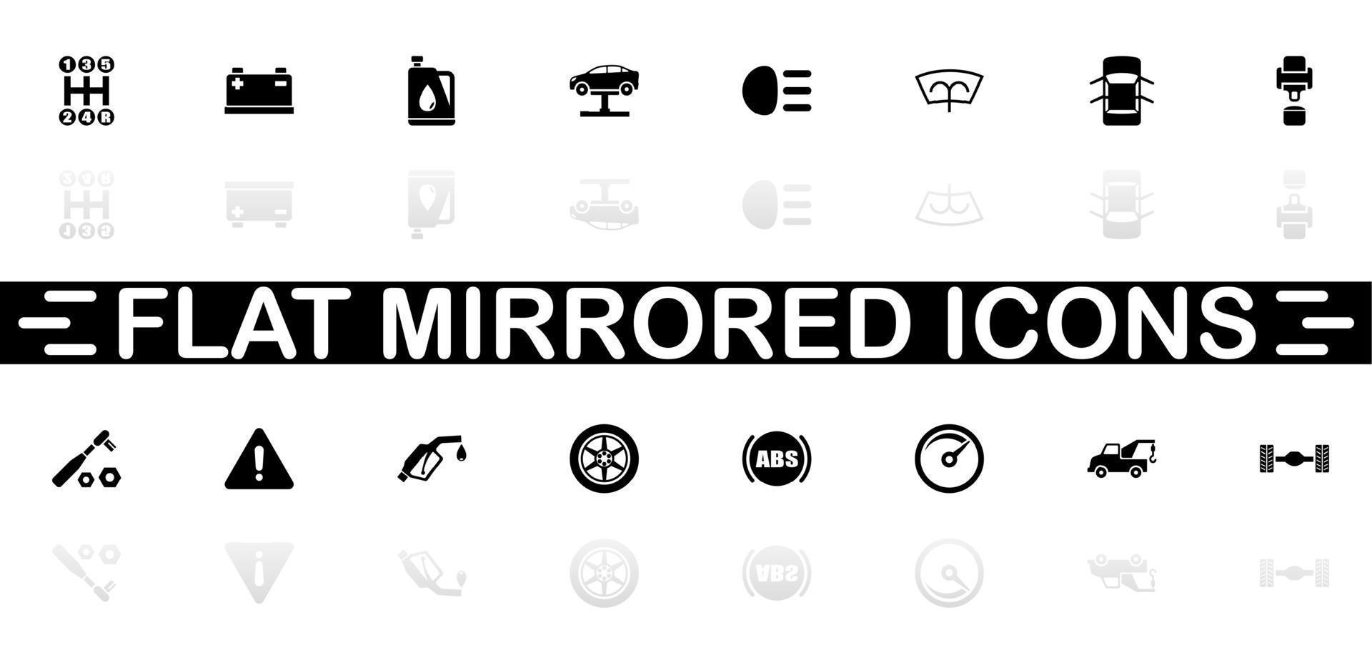 auto pictogrammen - zwart symbool Aan wit achtergrond. gemakkelijk illustratie. vlak vector icoon. spiegel reflectie schaduw. kan worden gebruikt in logo, web, mobiel en ui ux project.