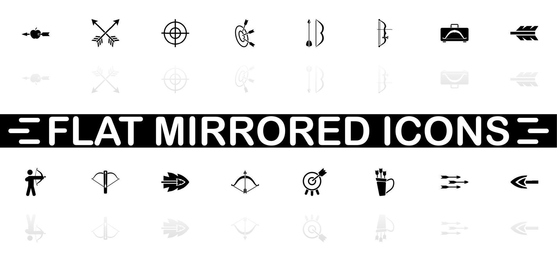 bogen en pijlen pictogrammen - zwart symbool Aan wit achtergrond. gemakkelijk illustratie. vlak vector icoon. spiegel reflectie schaduw. kan worden gebruikt in logo, web, mobiel en ui ux project.