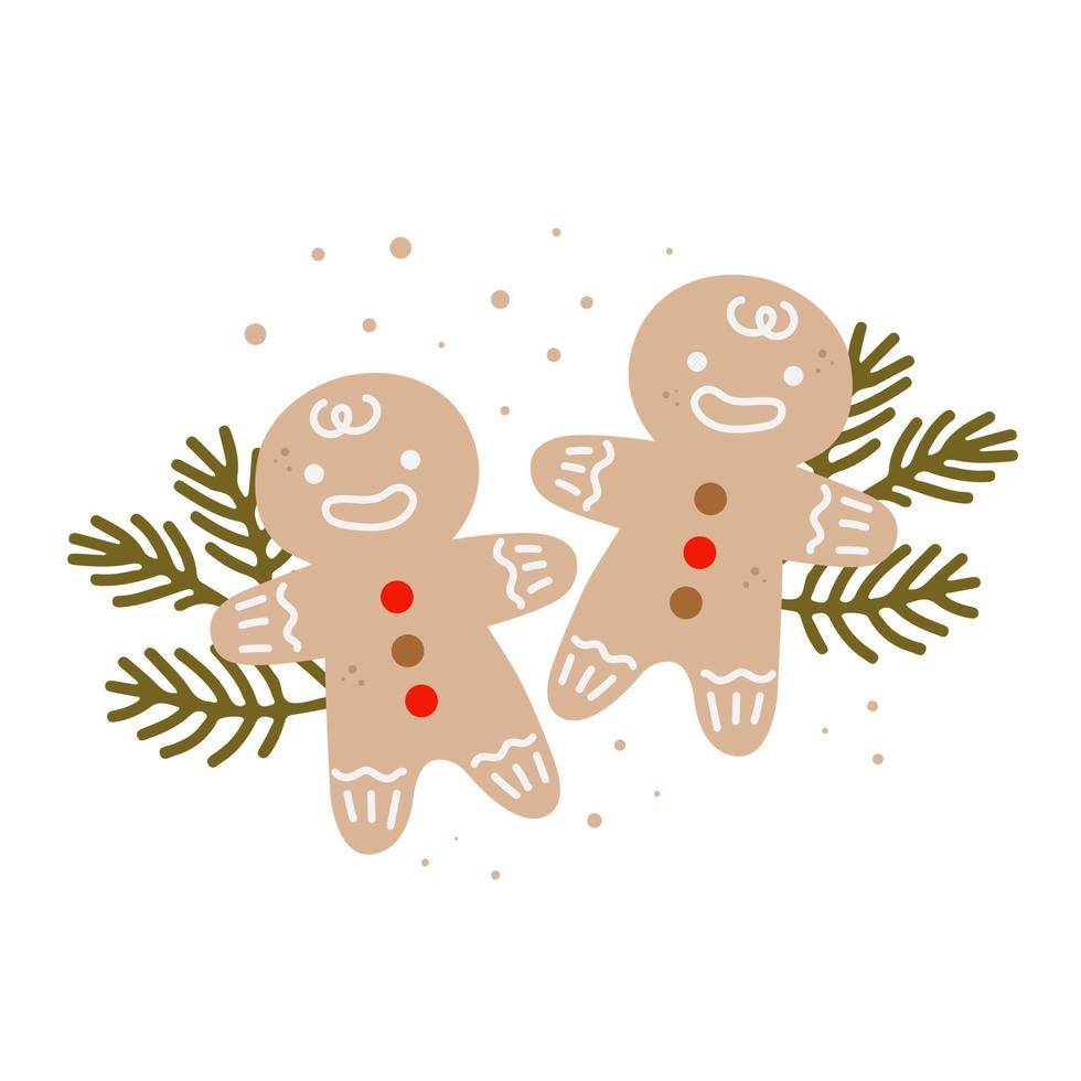 peperkoek Mens koekje geïsoleerd Aan wit achtergrond. Kerstmis gebakjes. vector feestelijk illustratie in tekenfilm vlak stijl.