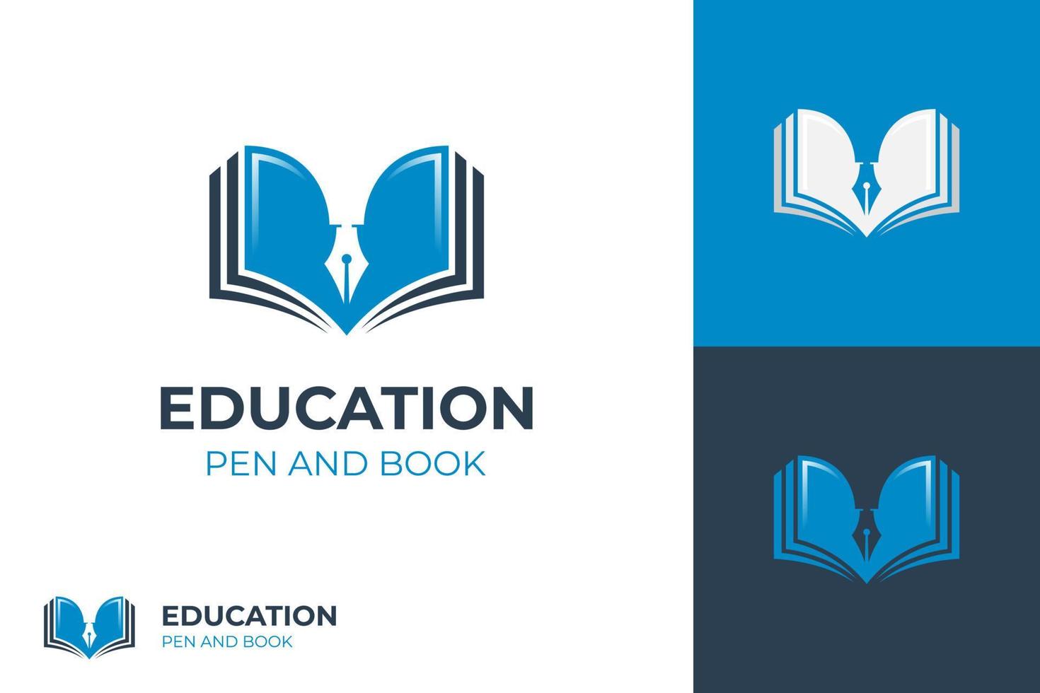 pen boek logo icoon ontwerp. bibliotheek logo sjabloon ontwerp vector voor leerling leren, tekenen, kalligrafie, notaris logo sjabloon
