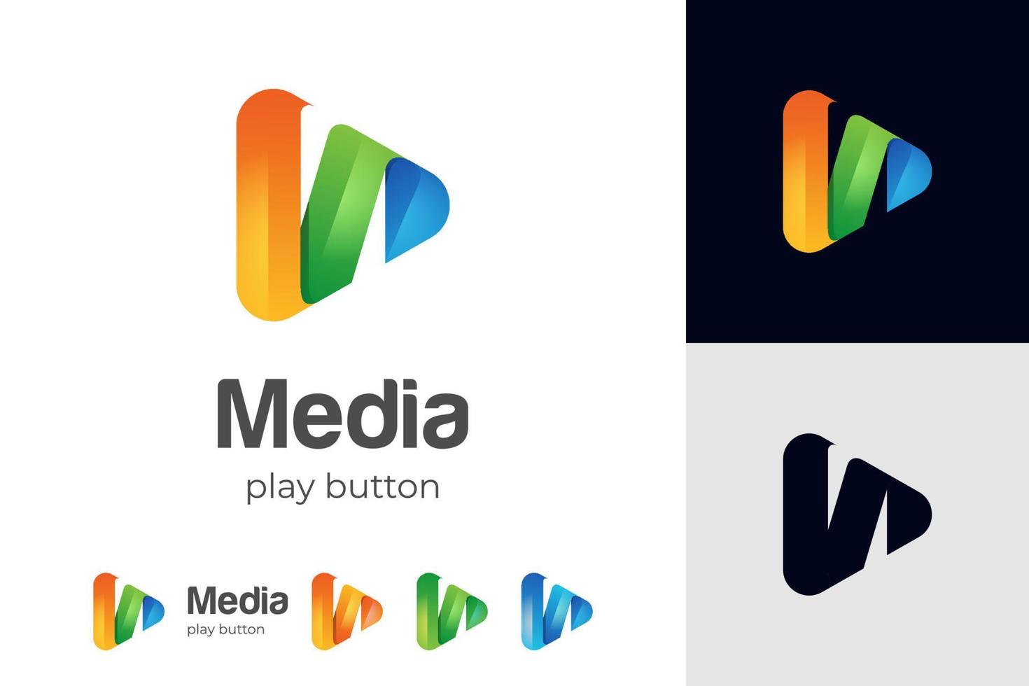 Speel knop media muziek- icoon logo ontwerp, kleurrijk media Speel technologie logo element voor muziek- geluid, streaming onderhoud app, video icoon logo vector