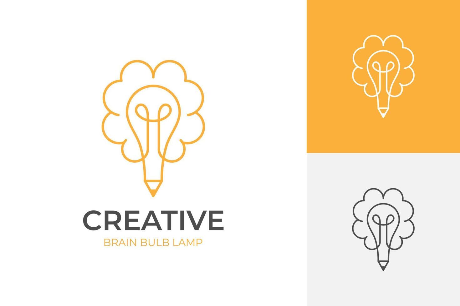 slim creatief idee potlood logo element met hersenen icoon symbool voor inspiratie, leerling studie, opleiding, creatief ontwerp agentschap logo vector