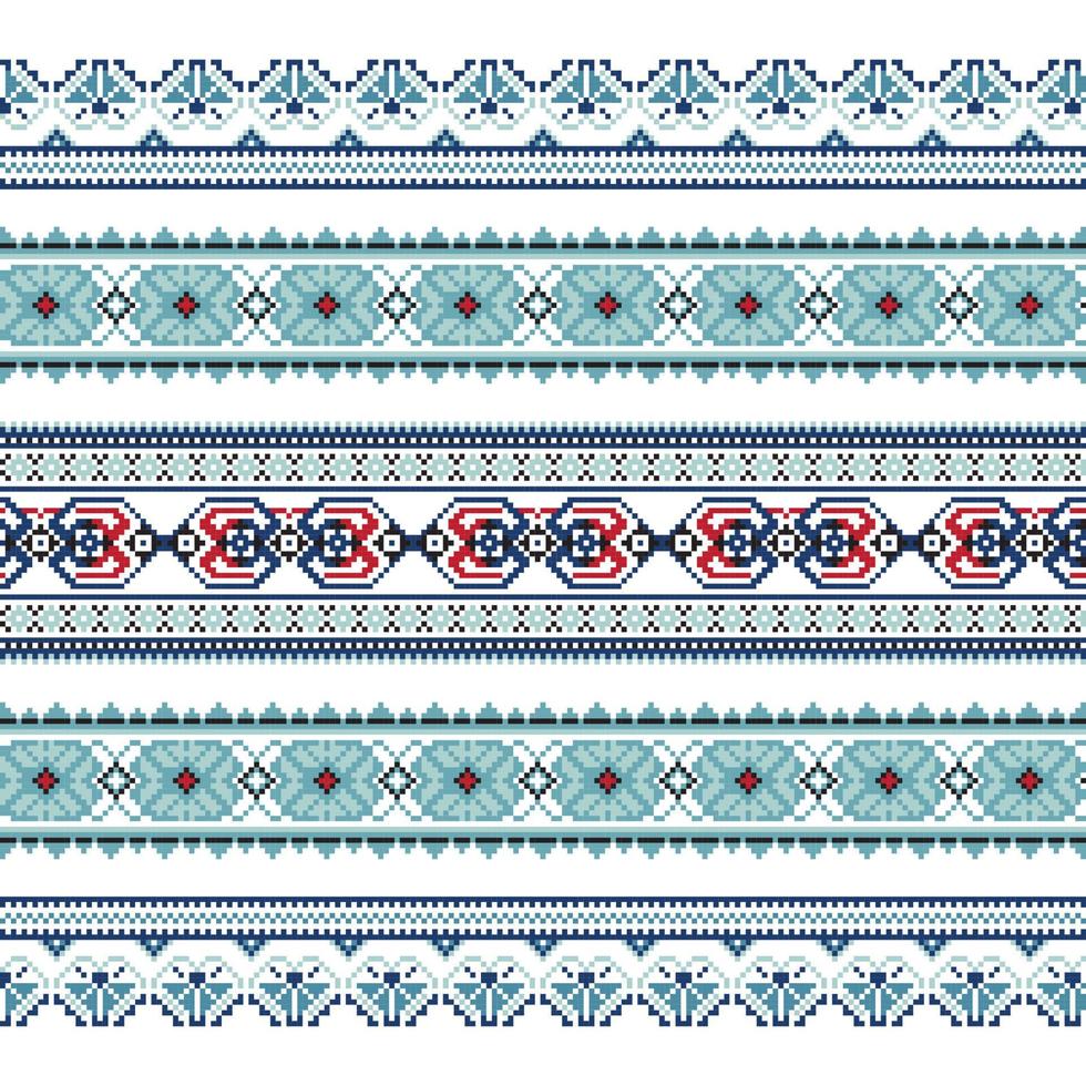 reeks van etnisch ornament patroon in blauw kleuren vector