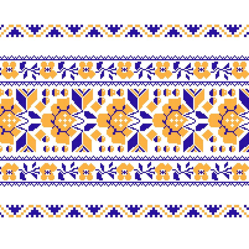 reeks van etnisch ornament patroon met kruis steek bloem vector
