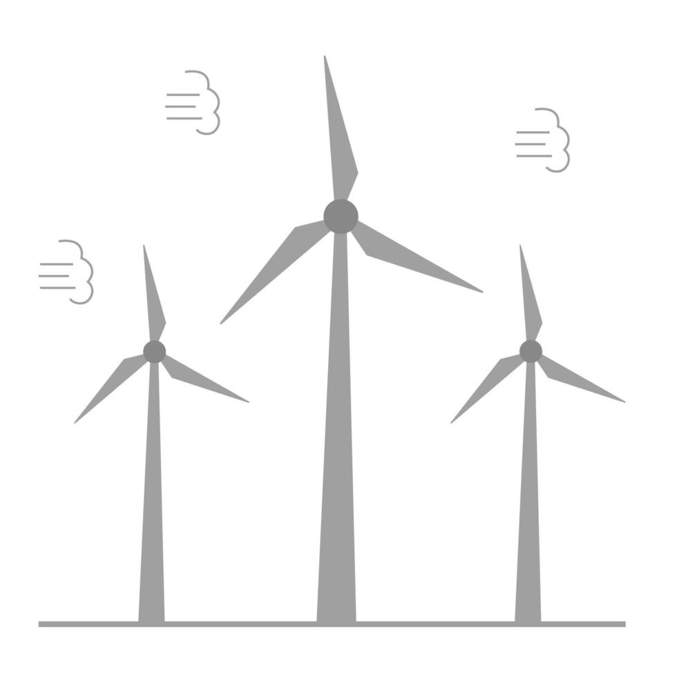windmolens voor genereren elektriciteit van wind stroom. gebruik van hernieuwbaar energie. vlak stijl. vector illustratie