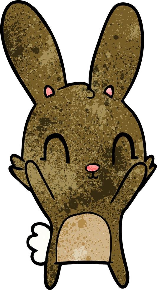 retro grunge structuur tekenfilm schattig konijn vector