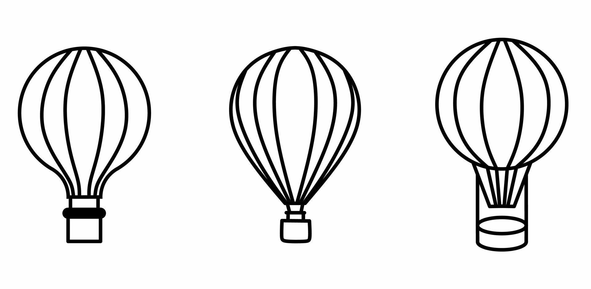 hand- getrokken heet lucht ballon icoon reeks geïsoleerd Aan wit achtergrond.eenvoudig lijn lucht ballon icoon vector