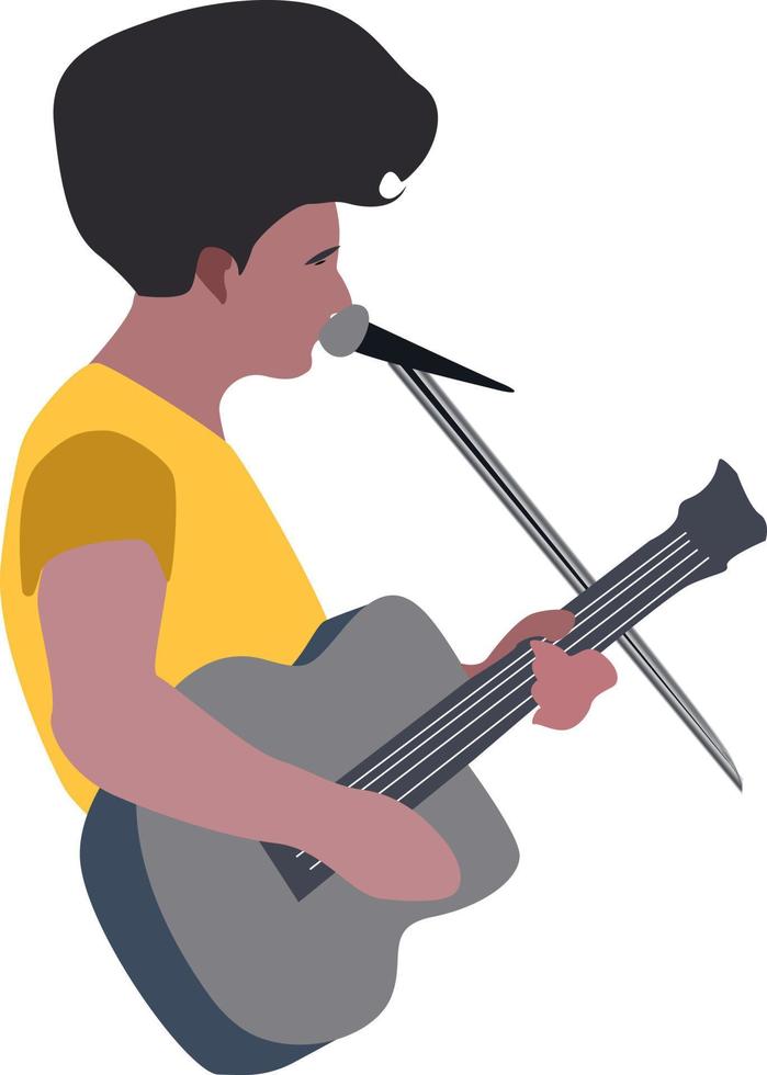 zanger jongen, illustratie, vector Aan wit achtergrond.