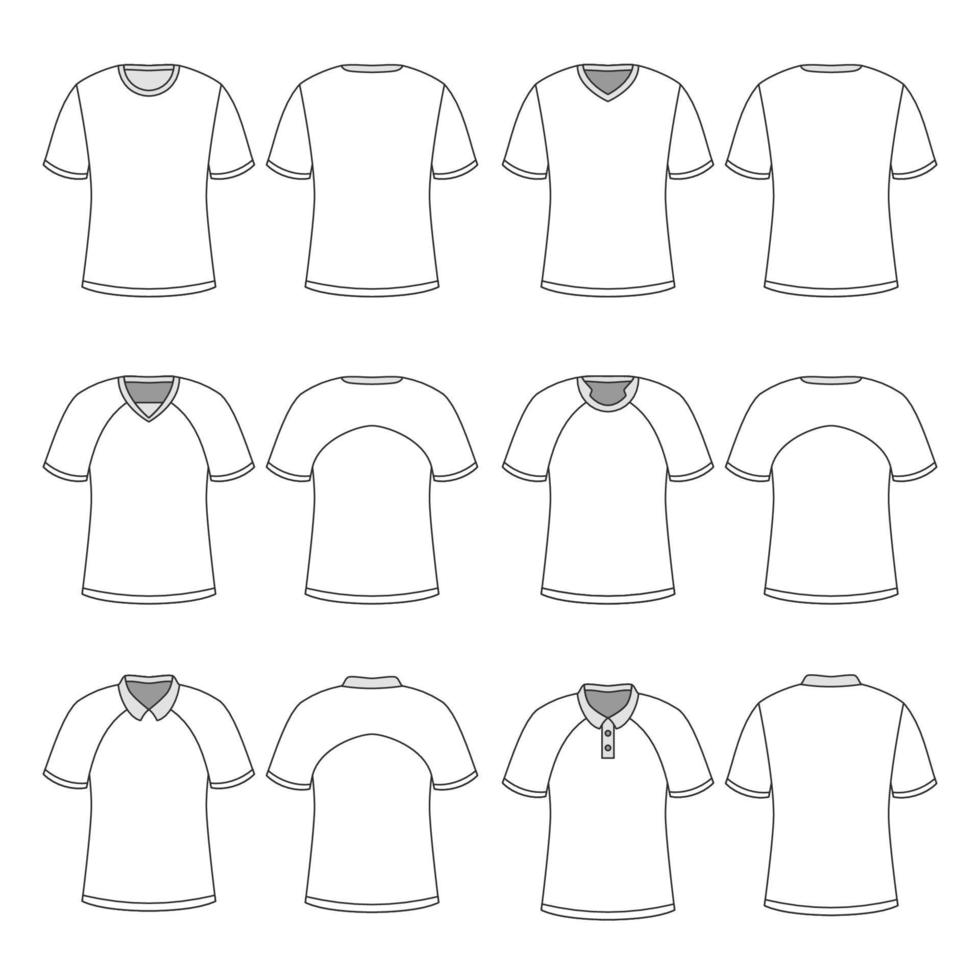 schets t-shirt bespotten omhoog met divers mouwen vector