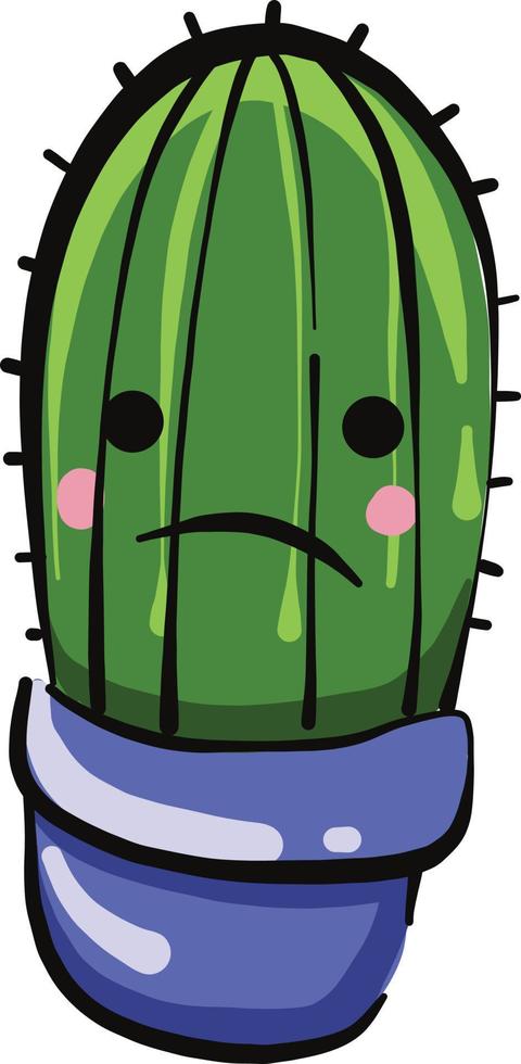 verdrietig cactus, illustratie, vector Aan een wit achtergrond.