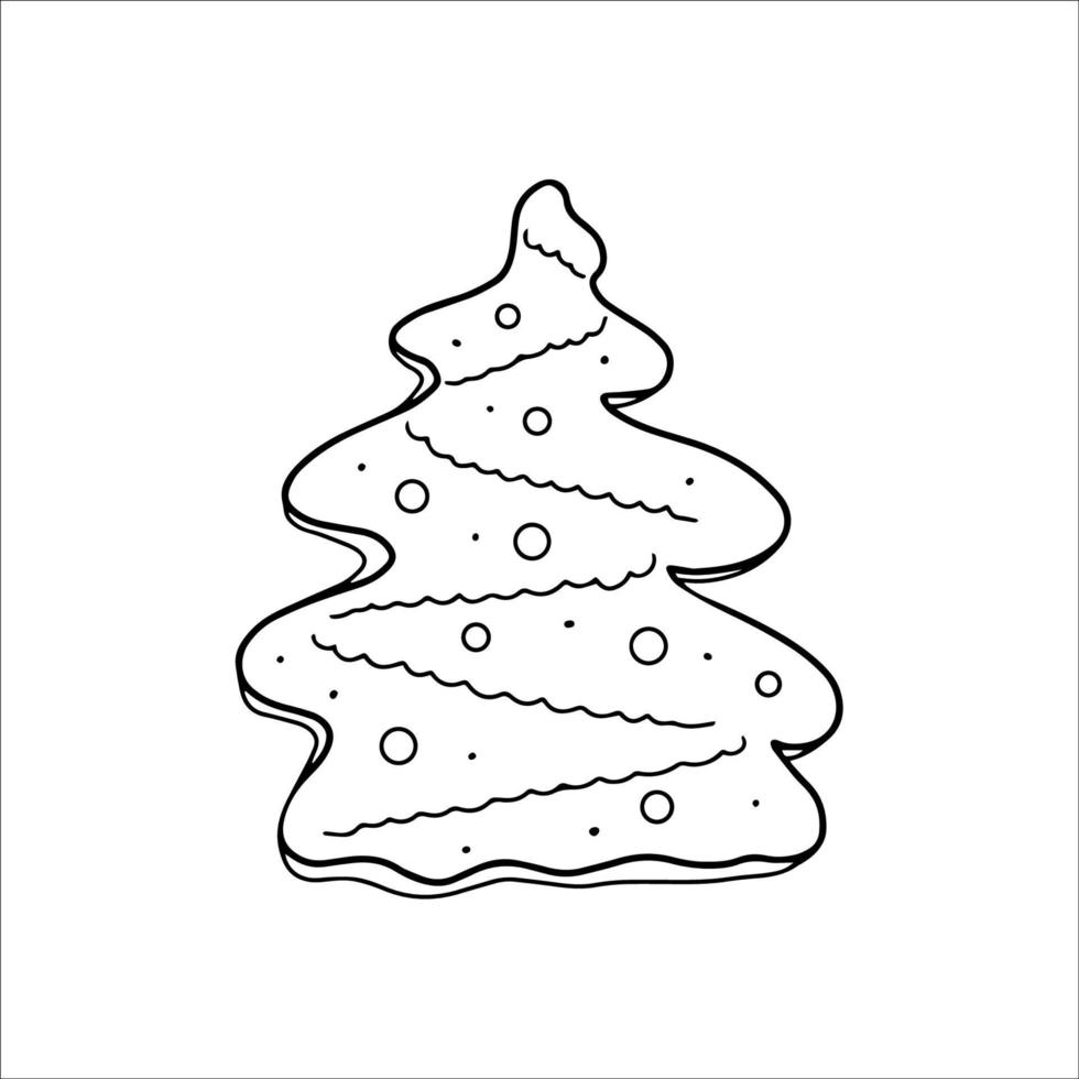 hand- getrokken Kerstmis peperkoek Kerstmis boom. tekening vector illustratie