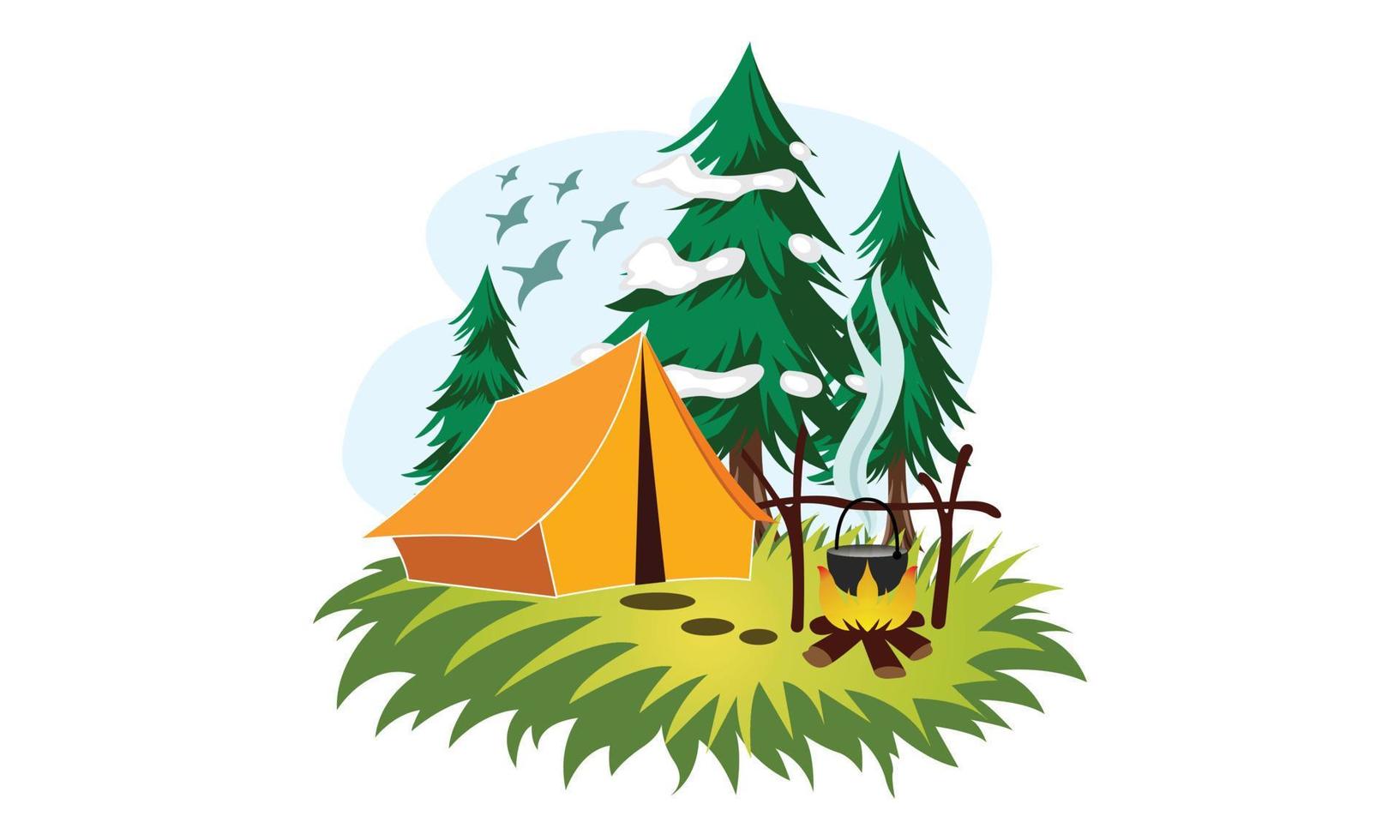 camping vector en illustratie lijn kunst ontwerp.