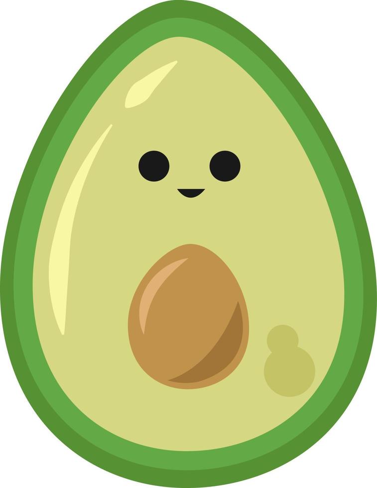 schattig avocado, illustratie, vector Aan wit achtergrond.