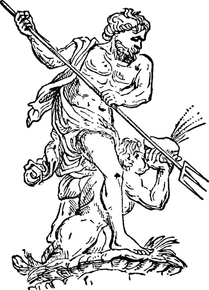 Poseidon wijnoogst illustratie. vector