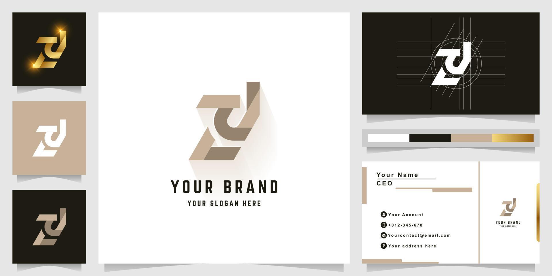 brief zd of za monogram logo met bedrijf kaart ontwerp vector