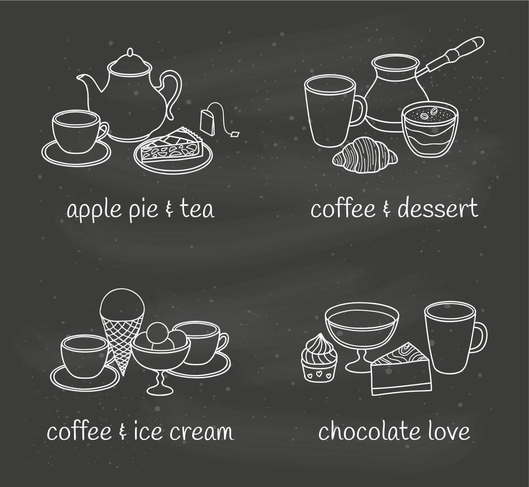 verschillend groepen van desserts en dranken. vector