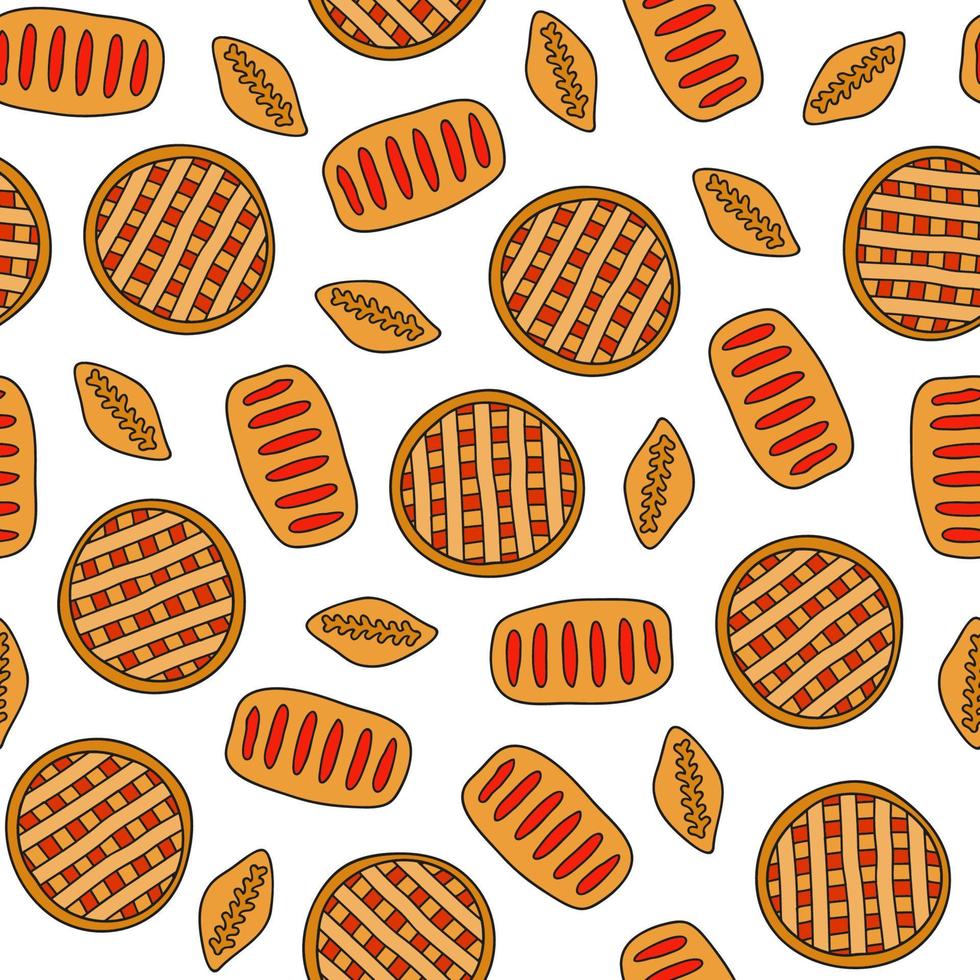 naadloos patroon met taarten, broodjes. vector