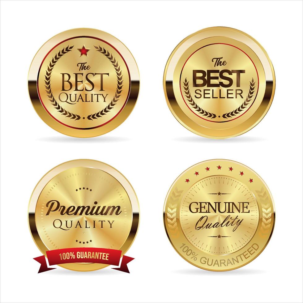 verzameling van premie kwaliteit gouden badges vector