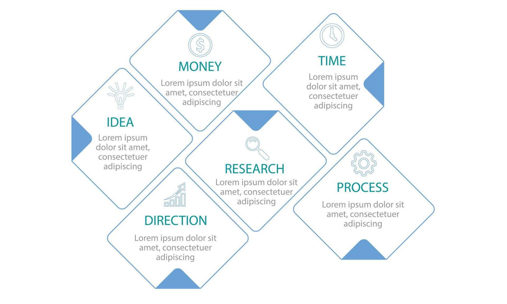 bedrijf infographic met 6 elementen of artikelen. vector illustratie