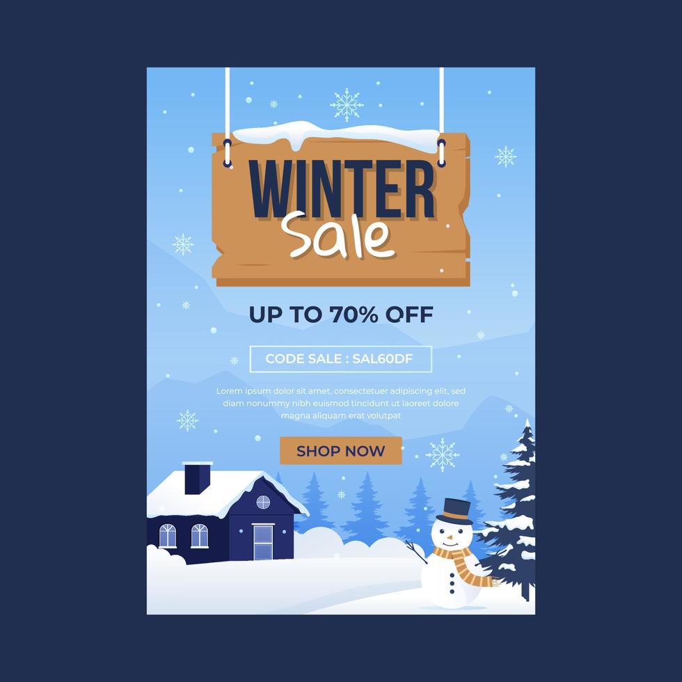 winter uitverkoop helling poster ontwerp vector