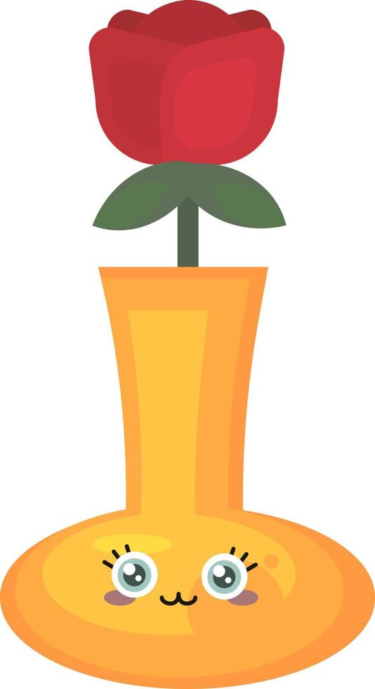 roos in een vaas , illustratie, vector Aan wit achtergrond
