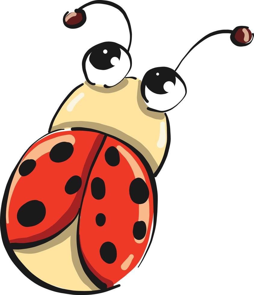 schattig rood lieveheersbeestje, illustratie, vector Aan wit achtergrond.