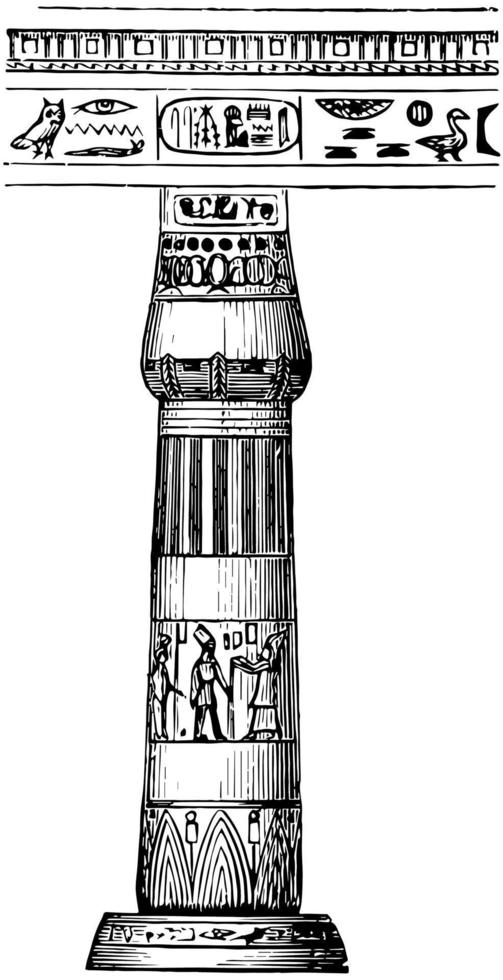 pijler en straal, horizontaal, wijnoogst gravure. vector