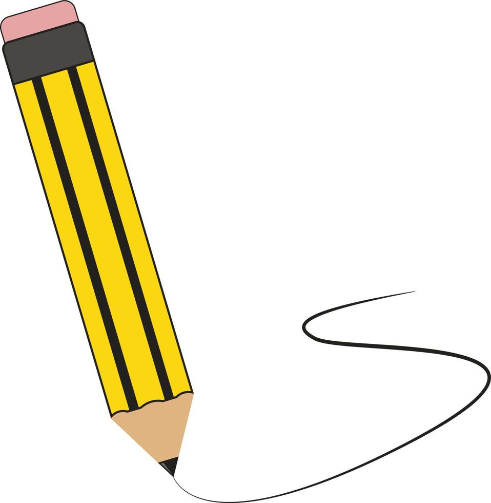 potlood schrijven, illustratie, vector Aan wit achtergrond.