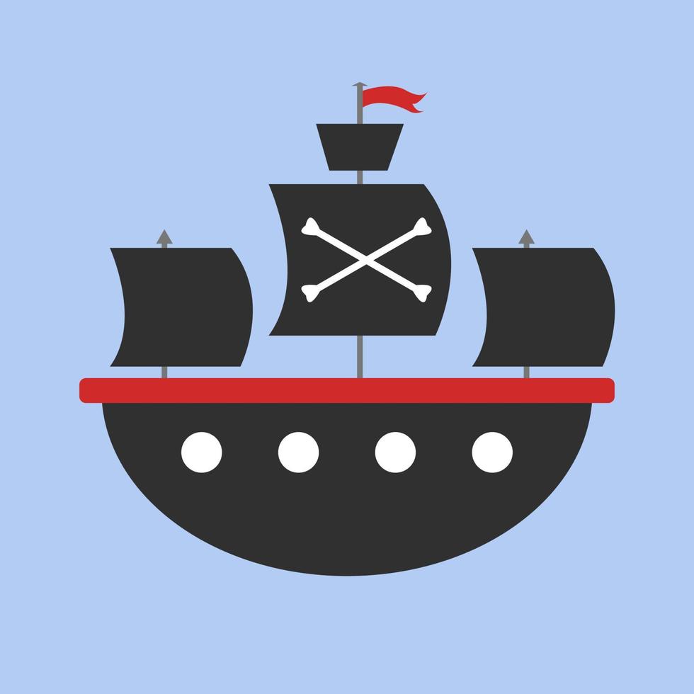 piraat schip, illustratie, vector Aan wit achtergrond.