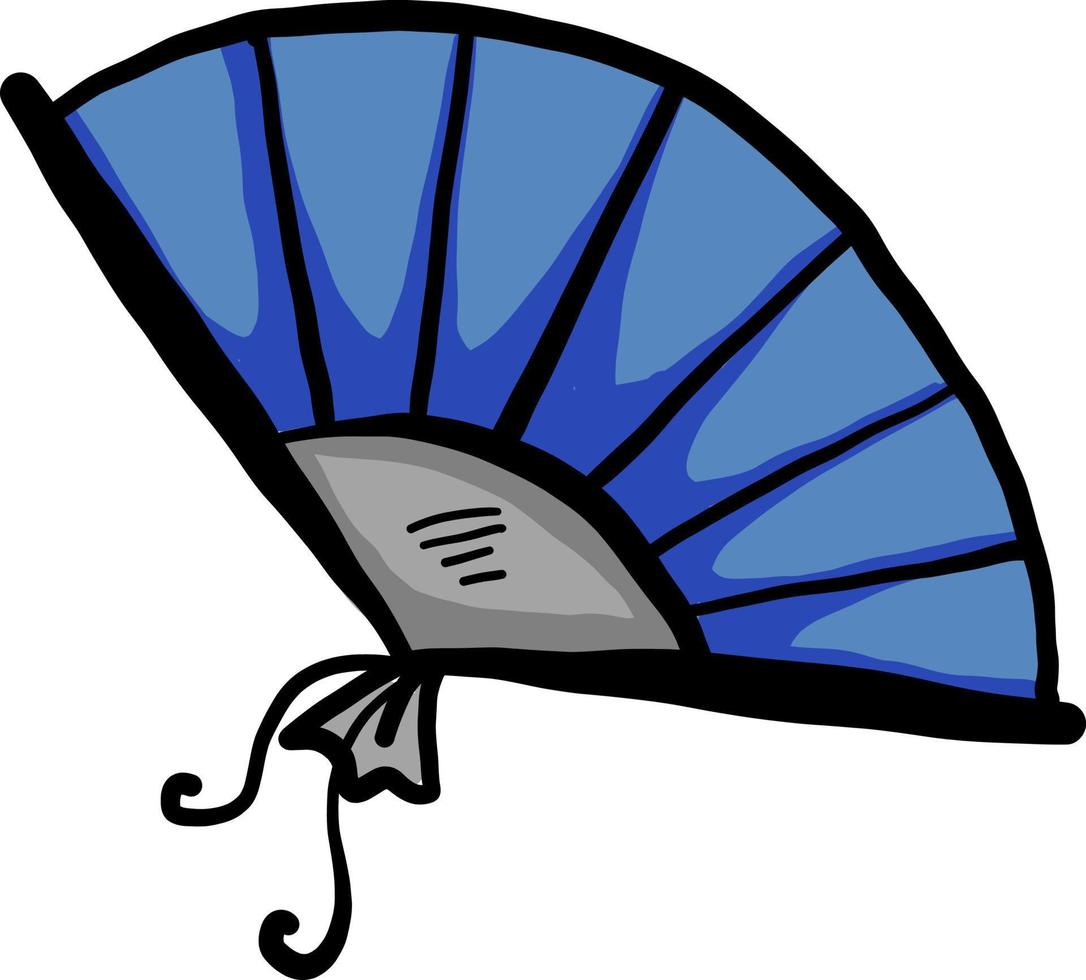blauw hand- fan, illustratie, vector Aan wit achtergrond