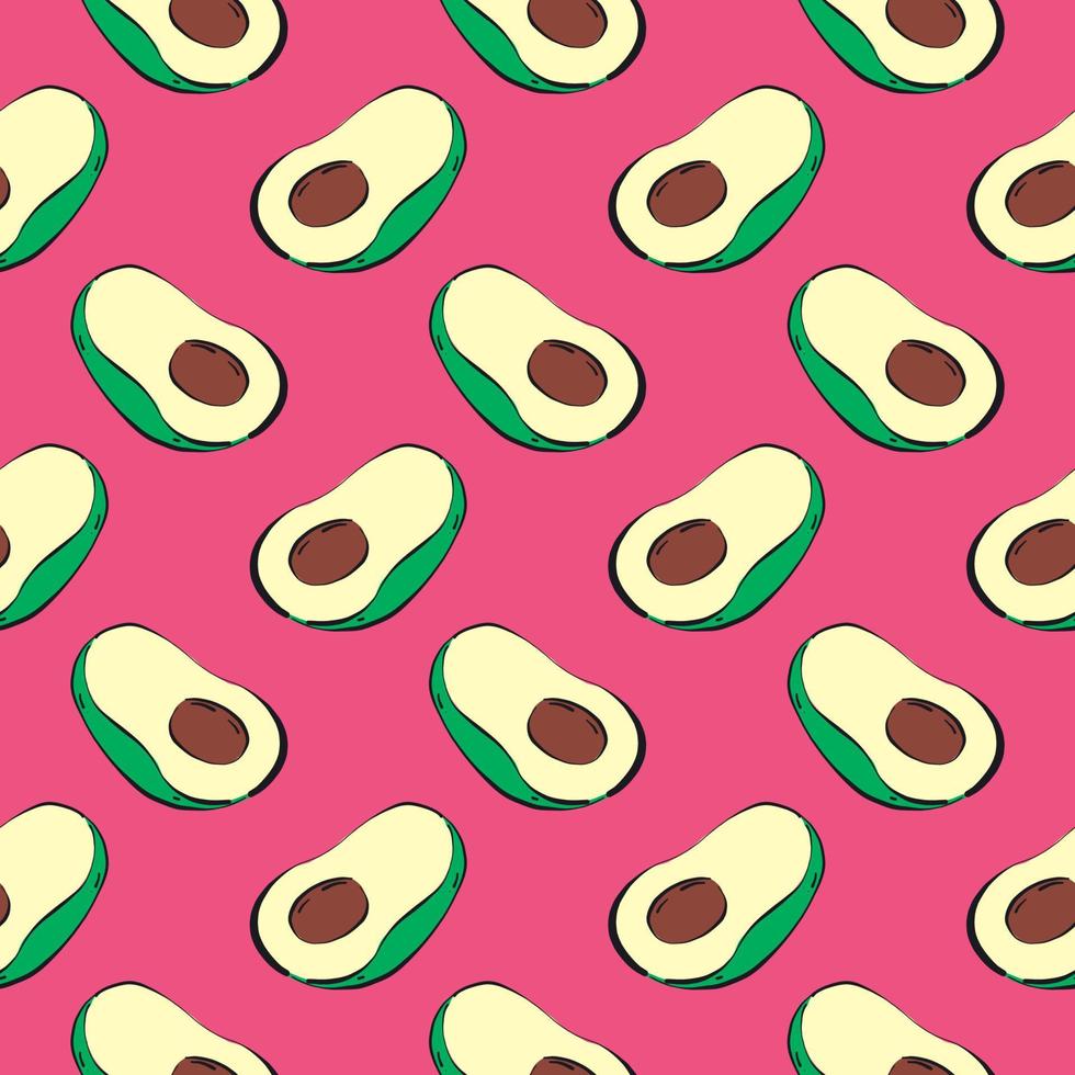 groen avocado, naadloos patroon Aan heet roze achtergrond. vector