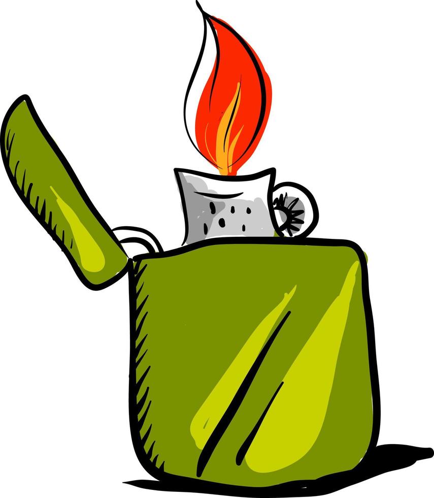 groen zippo, illustratie, vector Aan wit achtergrond.