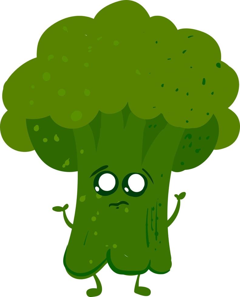 verdrietig broccoli, illustratie, vector Aan wit achtergrond.