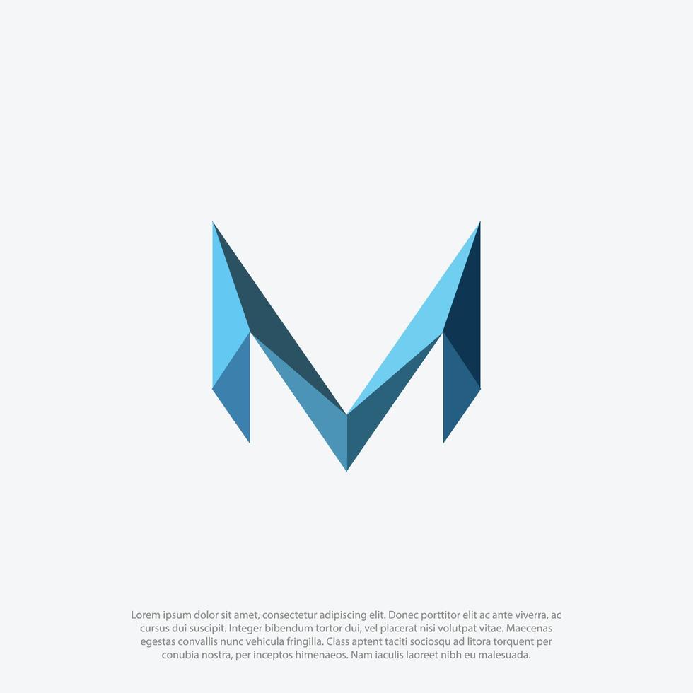 meetkundig m logo, belettering brief m in meetkundig laag poly stijl logo ontwerp vector