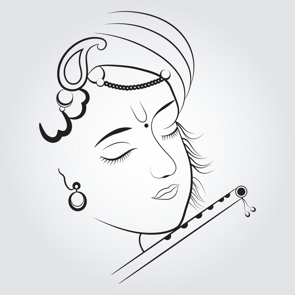 shri krishna ji fatsoenlijk lijn kunst vector