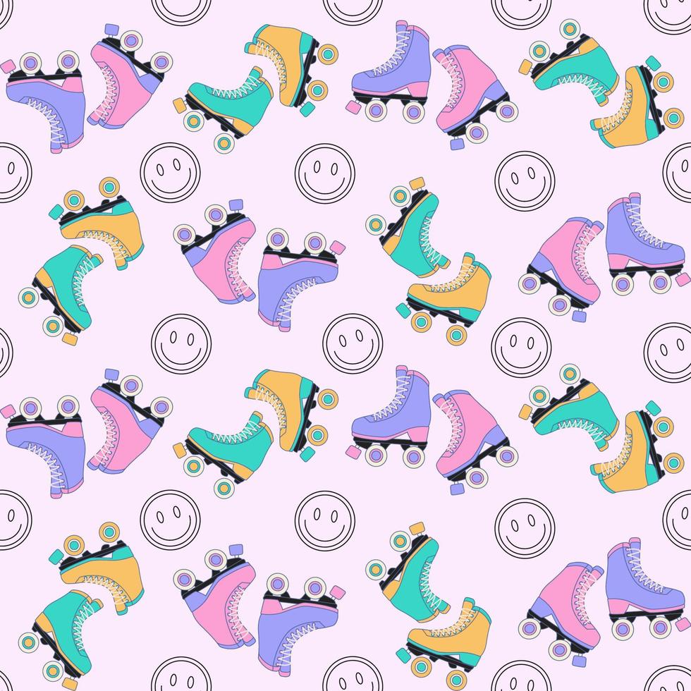naadloos y2k patroon met rol schaatsen. meisje afdrukken voor grafisch t-shirt, logboek omslag, omhulsel papier. vector illustratie