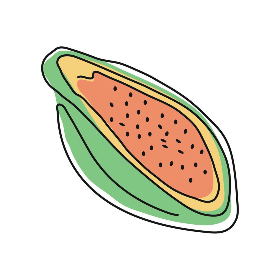 papaja fruit lijn tekening vector