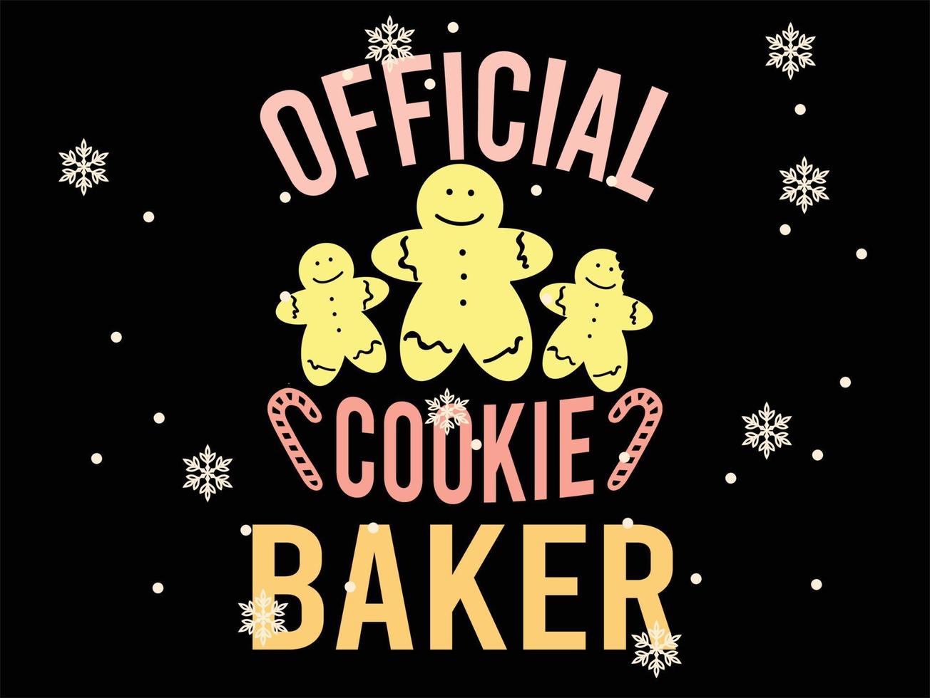 officieel koekje bakker 05 vrolijk Kerstmis en gelukkig vakantie typografie reeks vector
