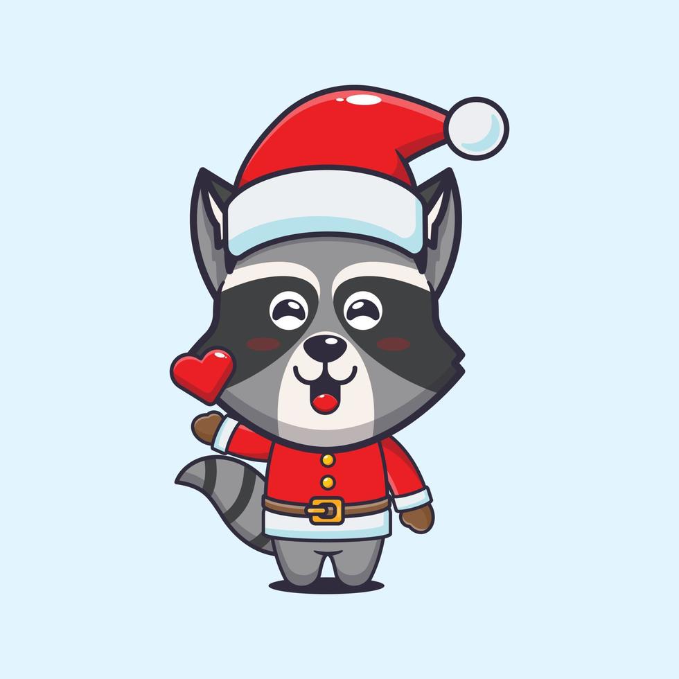 schattig wasbeer vervelend de kerstman kostuum. schattig Kerstmis tekenfilm illustratie. vector