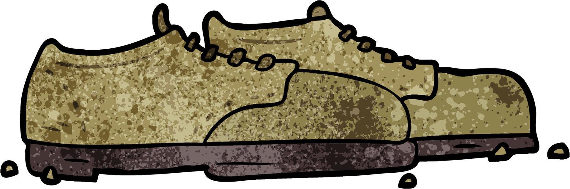 retro grunge structuur tekenfilm schattig oud schoenen vector