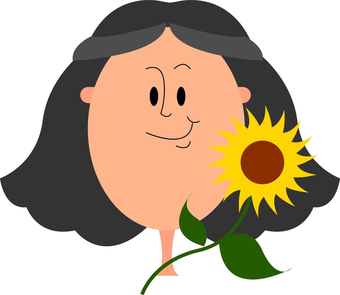 meisje met zonnebloem, illustratie, vector Aan wit achtergrond