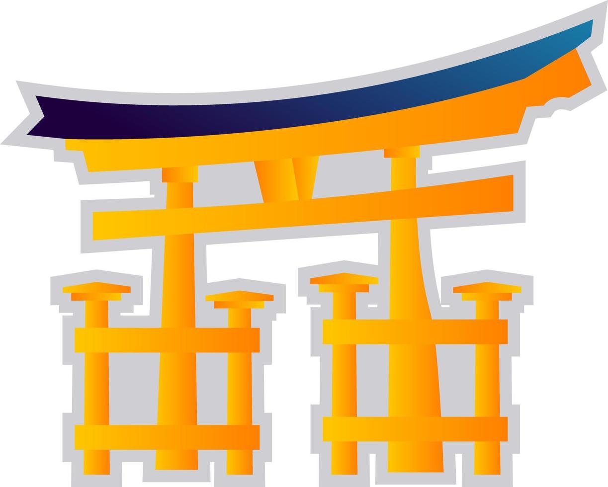 geel en blauw vector illustratie Aan een wit achtergrond van een shinto religie symbool