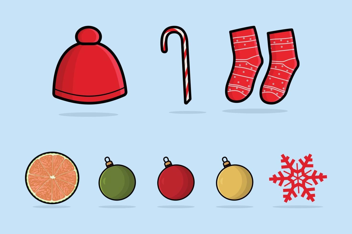 reeks van Kerstmis symbolen en decoraties vector icoon illustratie. vakantie voorwerpen icoon ontwerp concept. Kerstmis element, vrolijk kerstmis, Kerstmis voorwerpen, winter festival, vakantie decoratie.