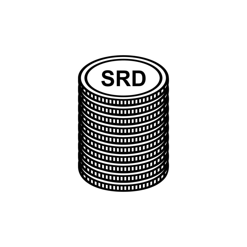 surinaamse valuta, srd, surinaams geldpictogramsymbool. vector illustratie