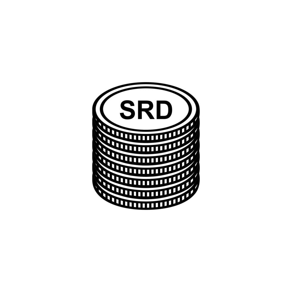 surinaamse valuta, srd, surinaams geldpictogramsymbool. vector illustratie