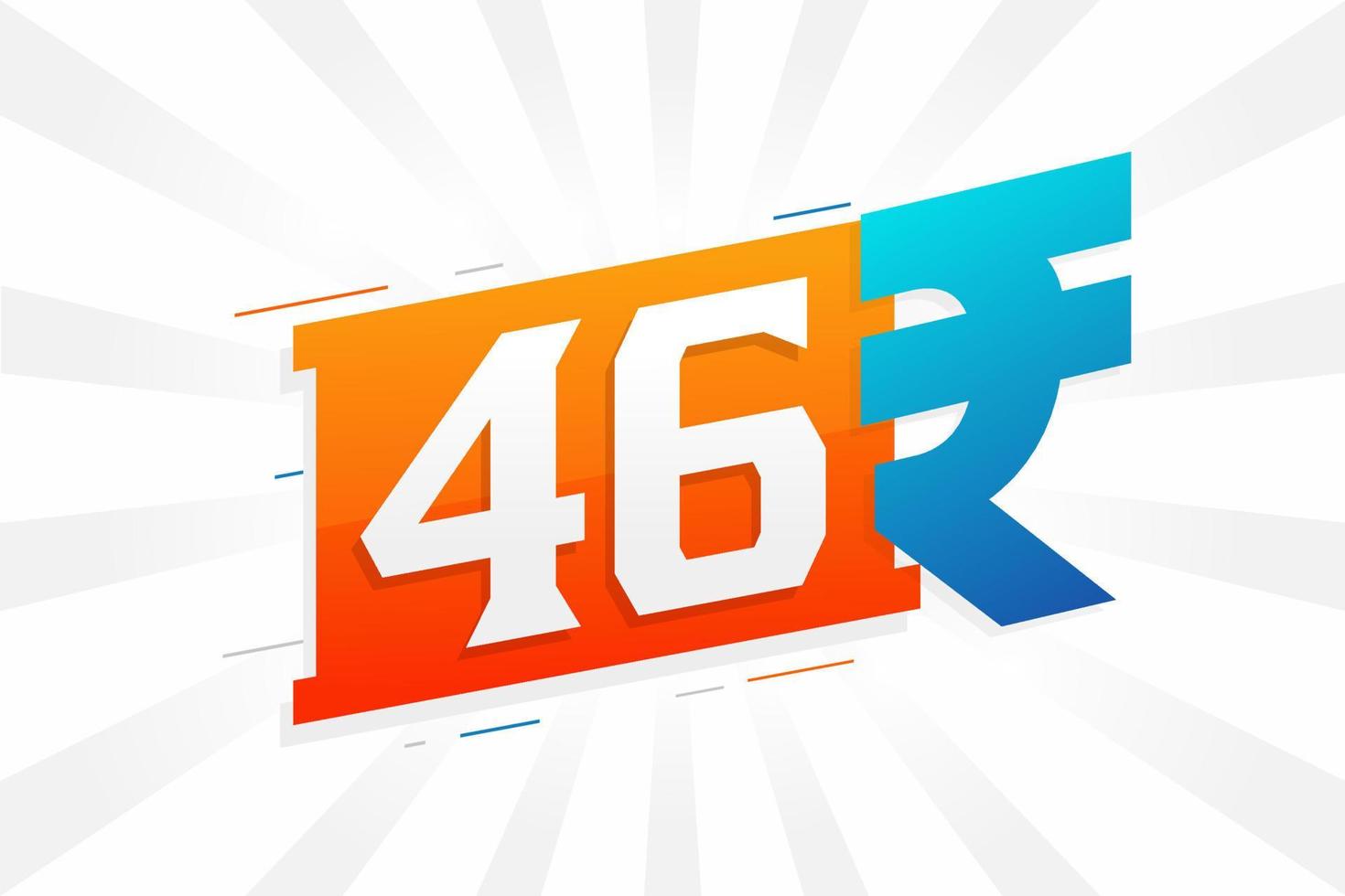 46 roepie symbool stoutmoedig tekst vector afbeelding. 46 Indisch roepie valuta teken vector illustratie