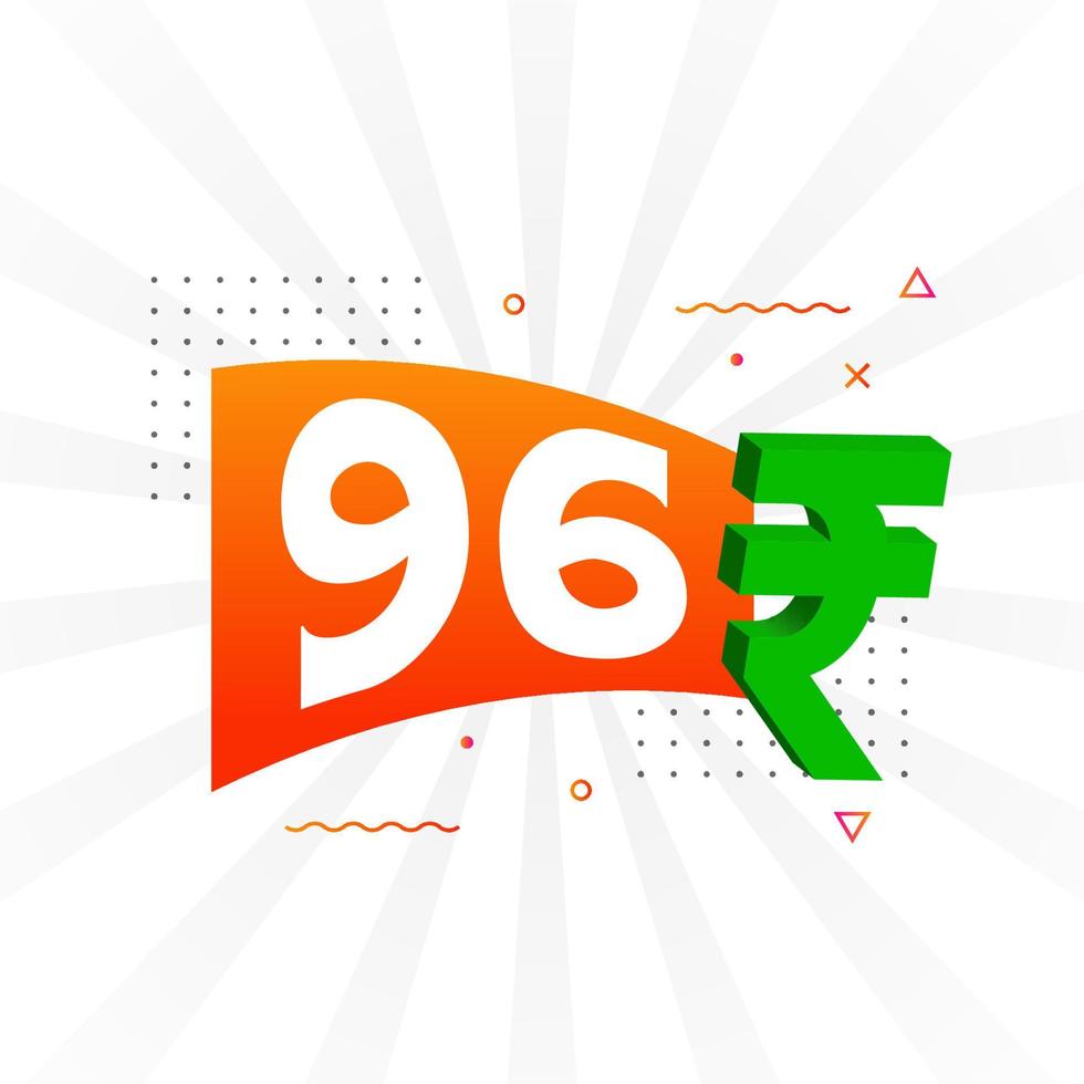 96 roepie symbool stoutmoedig tekst vector afbeelding. 96 Indisch roepie valuta teken vector illustratie