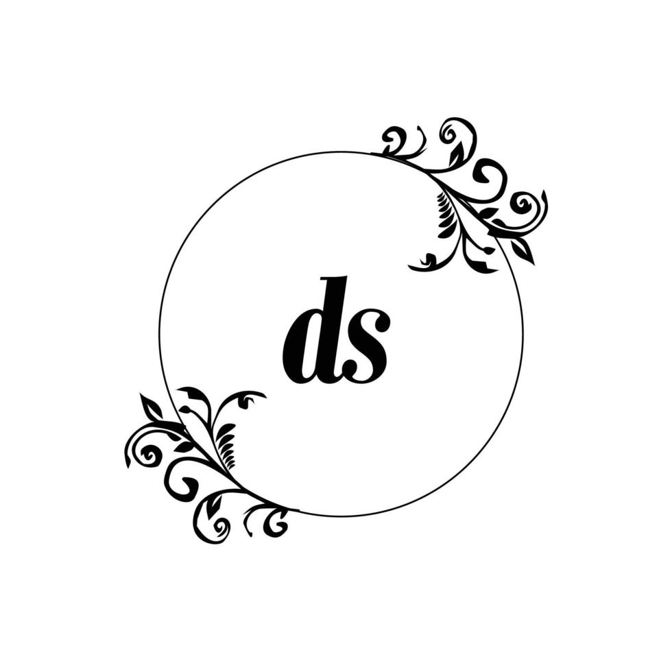 eerste ds logo monogram brief vrouwelijk elegantie vector